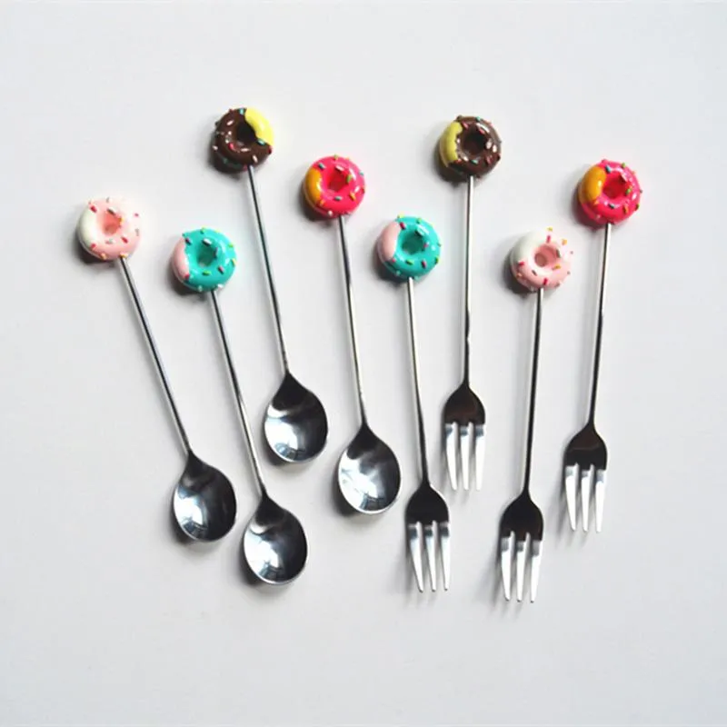 Stainless Steel Spoon Fork Coffee Dessert Spoon Stirr rods Tea Ice Cream Candy Kitchen Flatware Tableware HH9-2182