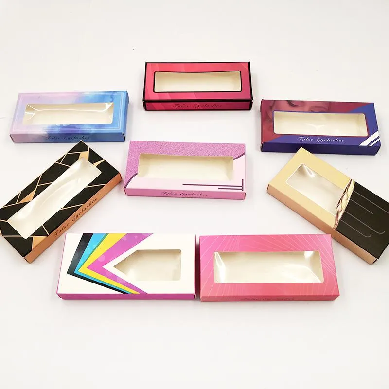 100PCS Partihandel Falsk Eyelash Lavendel Förpackning Kartong Box Rosa Anpassad Logo 3D Mink Eyelashes Holography Boxes Tom lådor