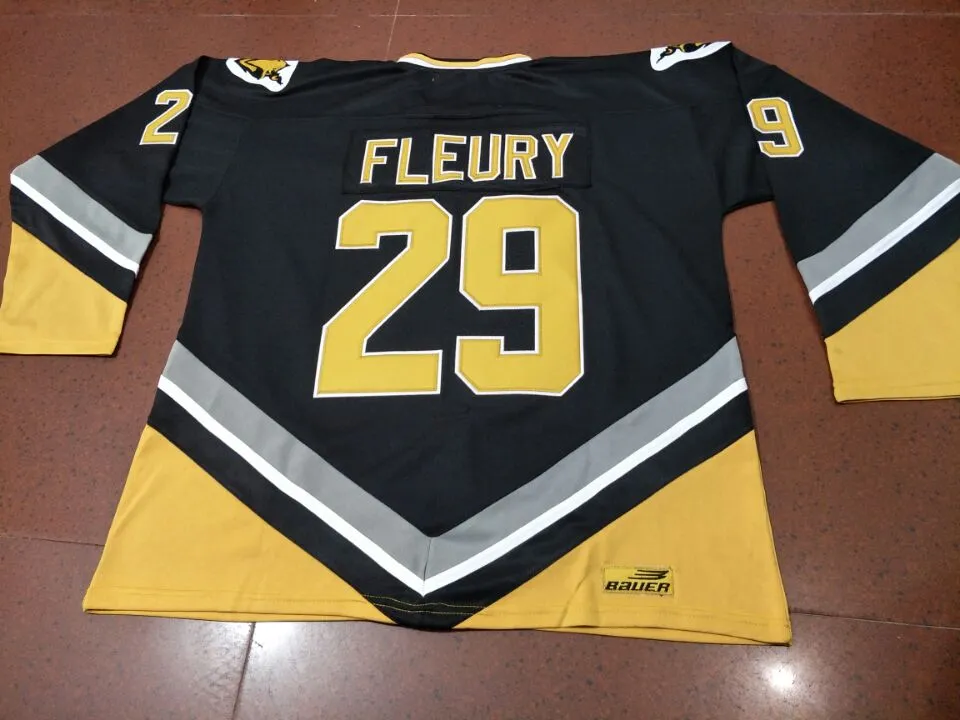 Özel Erkekler Gençlik kadınlar Vintage CHL QMJHL Cape Breton Eagles Alternate Screaming # 29 Marc-Andre Fleury Vintage Hokeyi Jersey Boyut S-5XL