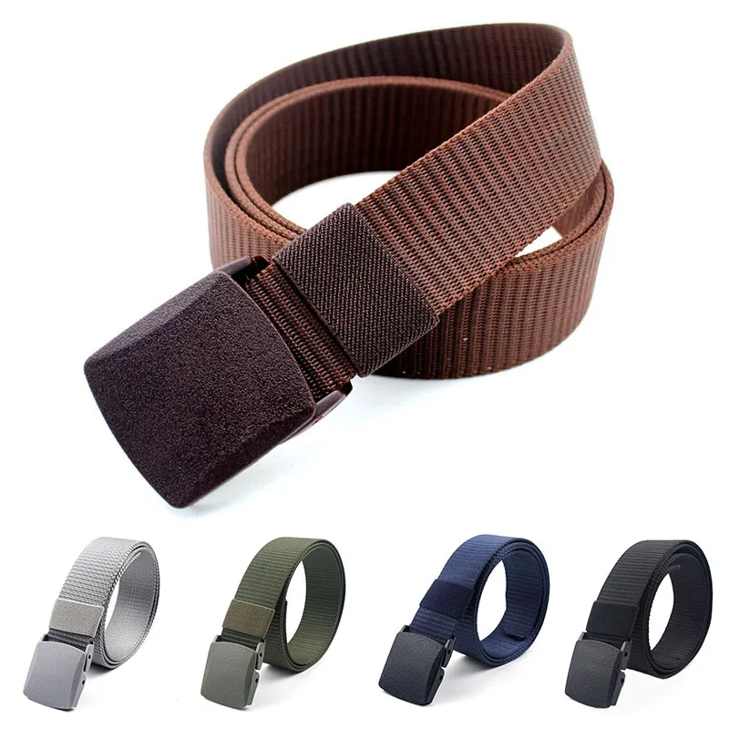 Automatyczna klamra Nylon Canvas Metal Bezpłatny Belt Oddychający Wojskowy Taktyczne Mężczyźni Paski z plastikową klamrą