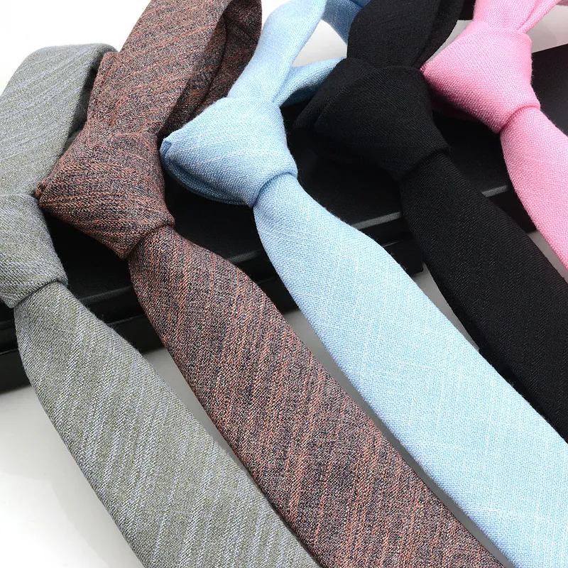 Cravate en coton 6cm solide hommes 24 couleurs cravate cravates en coton pour la fête des pères cravate d'affaires pour hommes