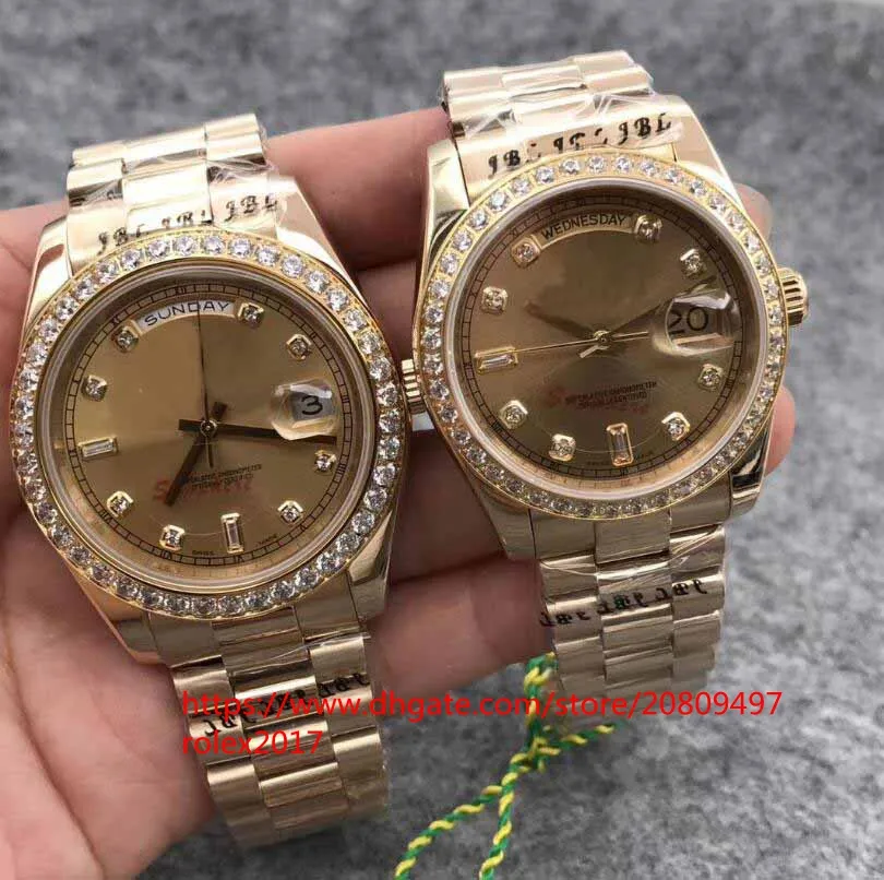 Mens clássico Top e dominador ouro 18K 36 milímetros 41 milímetros Dia Perpetual Date Diamante Ásia 2813 Movimento Automatomatic Mens Relógios