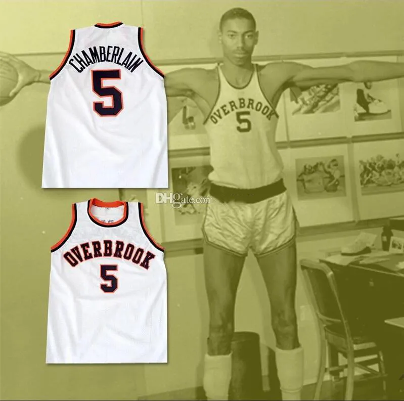 # 5 Wilt Chamberlain 팬더 팬더 고등학교 복고풍 클래식 농구 유니폼 망 스티치 사용자 지정 번호 및 이름 유니폼