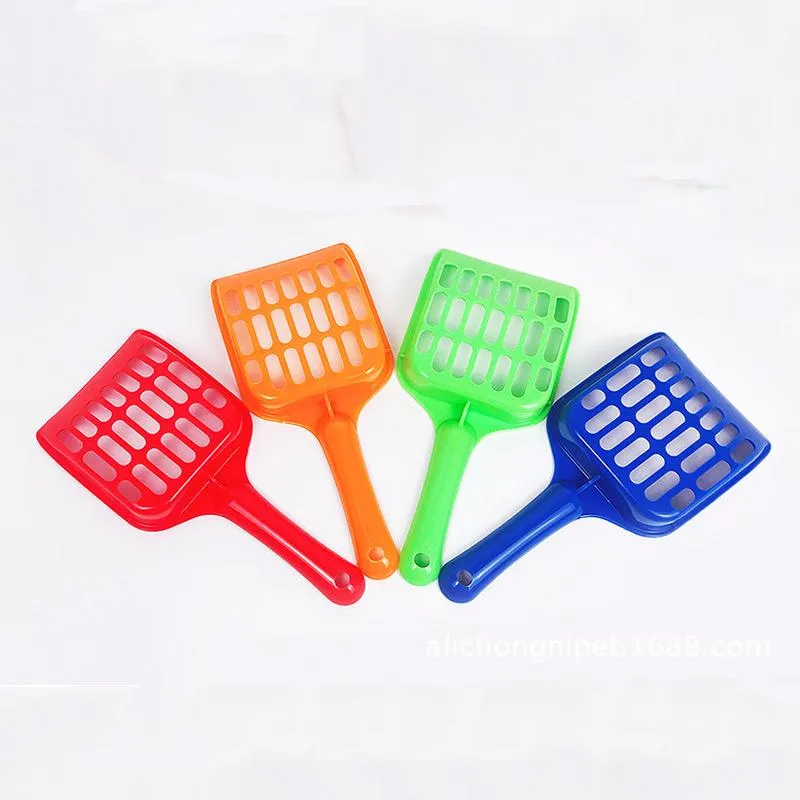 Wholesale Pet Litter Shovel Plastic Pet Fecal Cleaning Spade With Handle Durable Thicken Cat Litter Scoop Pets Supplies 4 Colors DH0978