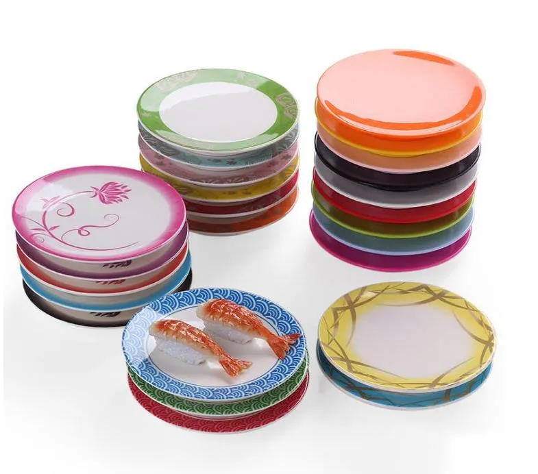 Food Sushi Melamine Dish Rotary Sushi-Plates Round Colorful Conveyor Belt Sushi-Serving Plates SN959