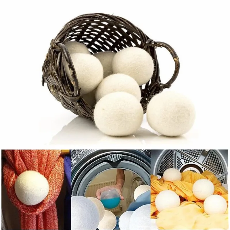 Pratique Blanchisserie Propre Boule Réutilisable Naturel Organique Linge Tissu Assouplissant Balle Premium Bio Laine Séchoir Boules 6 CM