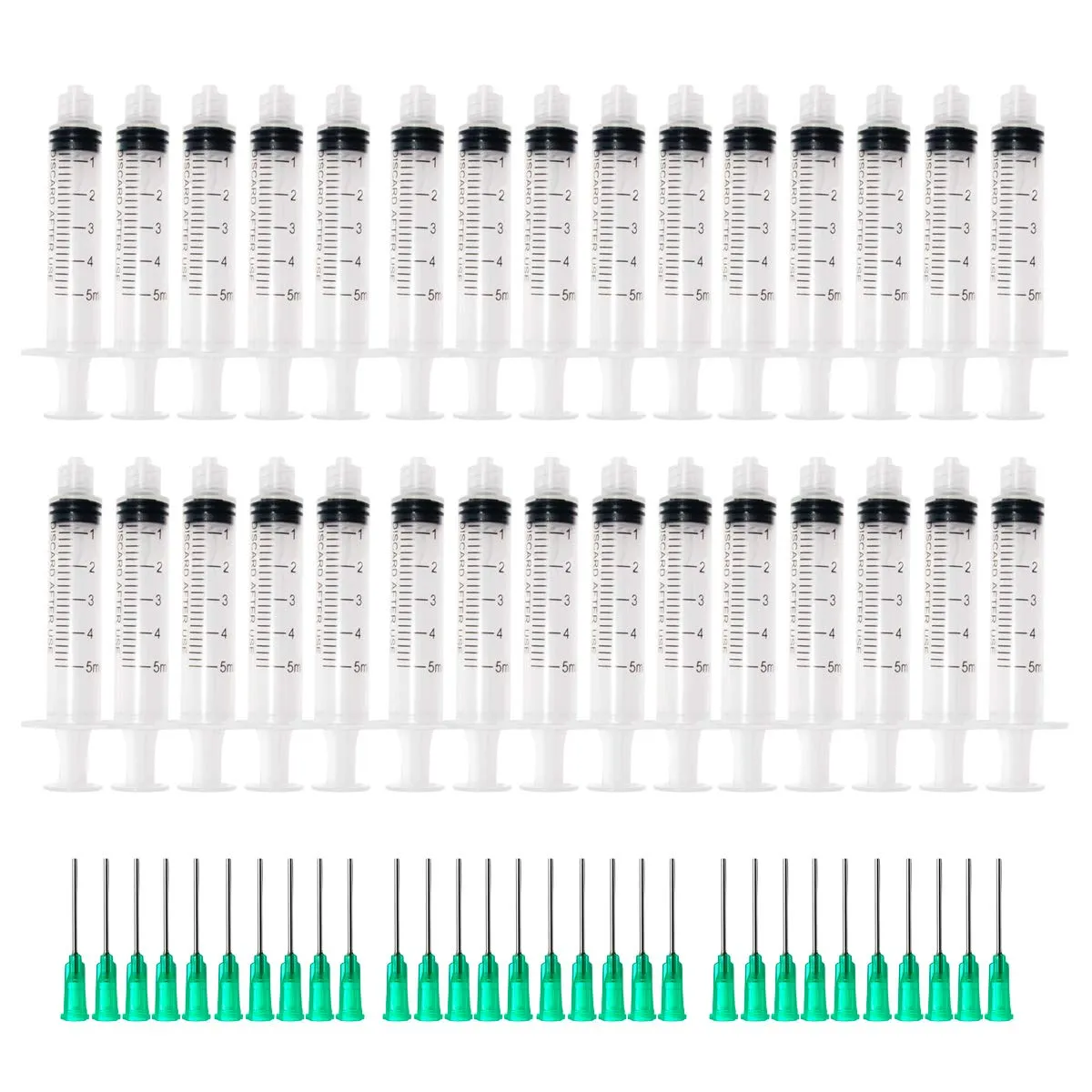 Plastic Syringe 5ml with 1inch 14/18G Blunt Tip Needles for Scientific Lab and Dispensing Multiple Uses Measuring Syringe Tools(Pack of 30)