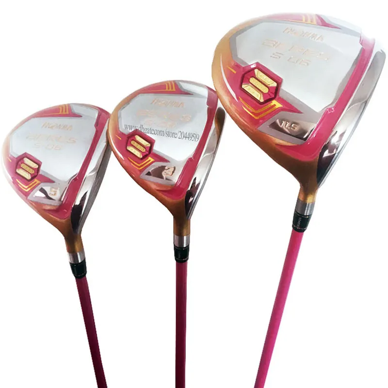 Kvinnor Nya golfklubbar Honma S-06 Golf Wood Set 4star 1 Driver 3 5 träklubbar Grafit Axel L Träsaxel Gratis frakt