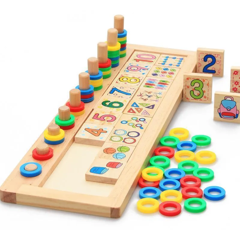 Bambini Bambini Puzzle di legno Materiali Montessori Tavola di apprendimento Conteggio dei numeri Corrispondenza dei primi giocattoli educativi per la matematica Commercio all'ingrosso