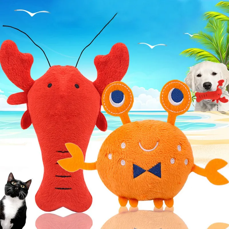 Popular Plush Pet Dog Toy Funny Pet Fleece Durability Sound Crayfish Crab dog Cat toys pet Supplies