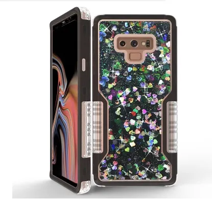 iPhone 11promax Samsung S20p ücretsiz gemi için Bling Kristal Sıvı Glitter Kılıf Parlak 3'te 1 TPU PC Hibrid Bataklık Kapak