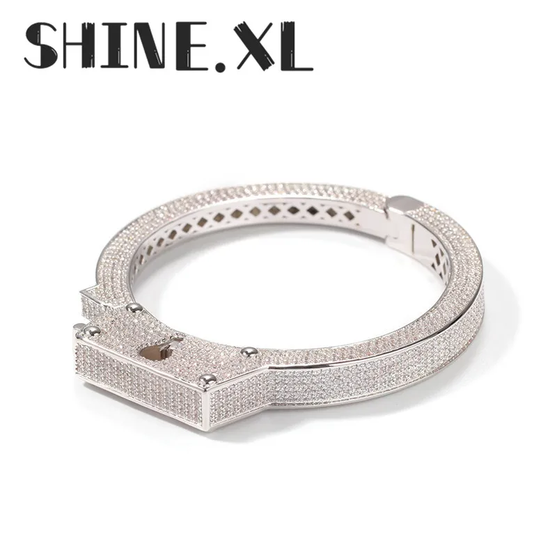 Handcuff bracelet iced out sale