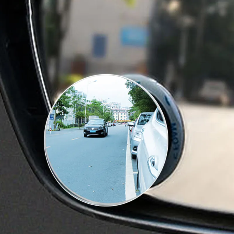 2 Pcs Voiture Cadre Rond Convexe Angle Mort Miroir Grand Angle 360 Degré  Réglable Clair Rétroviseur Auxiliaire Miroir Sécurité de Conduite