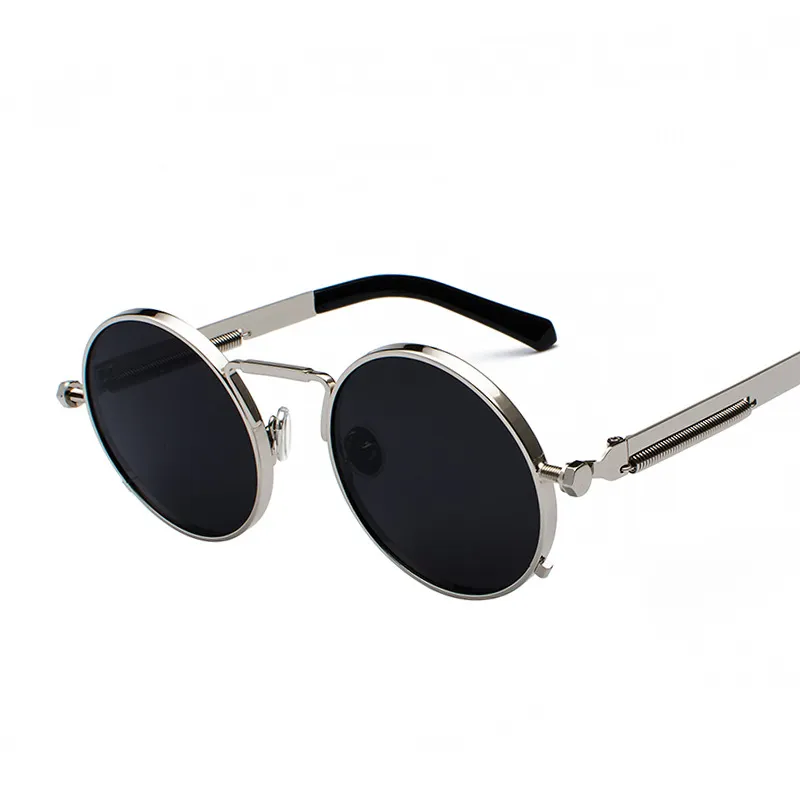 retro steampunk mode solglasögon för män och kvinnor runda punkglasögon unisex street gotiska solglasögon oculos de sol