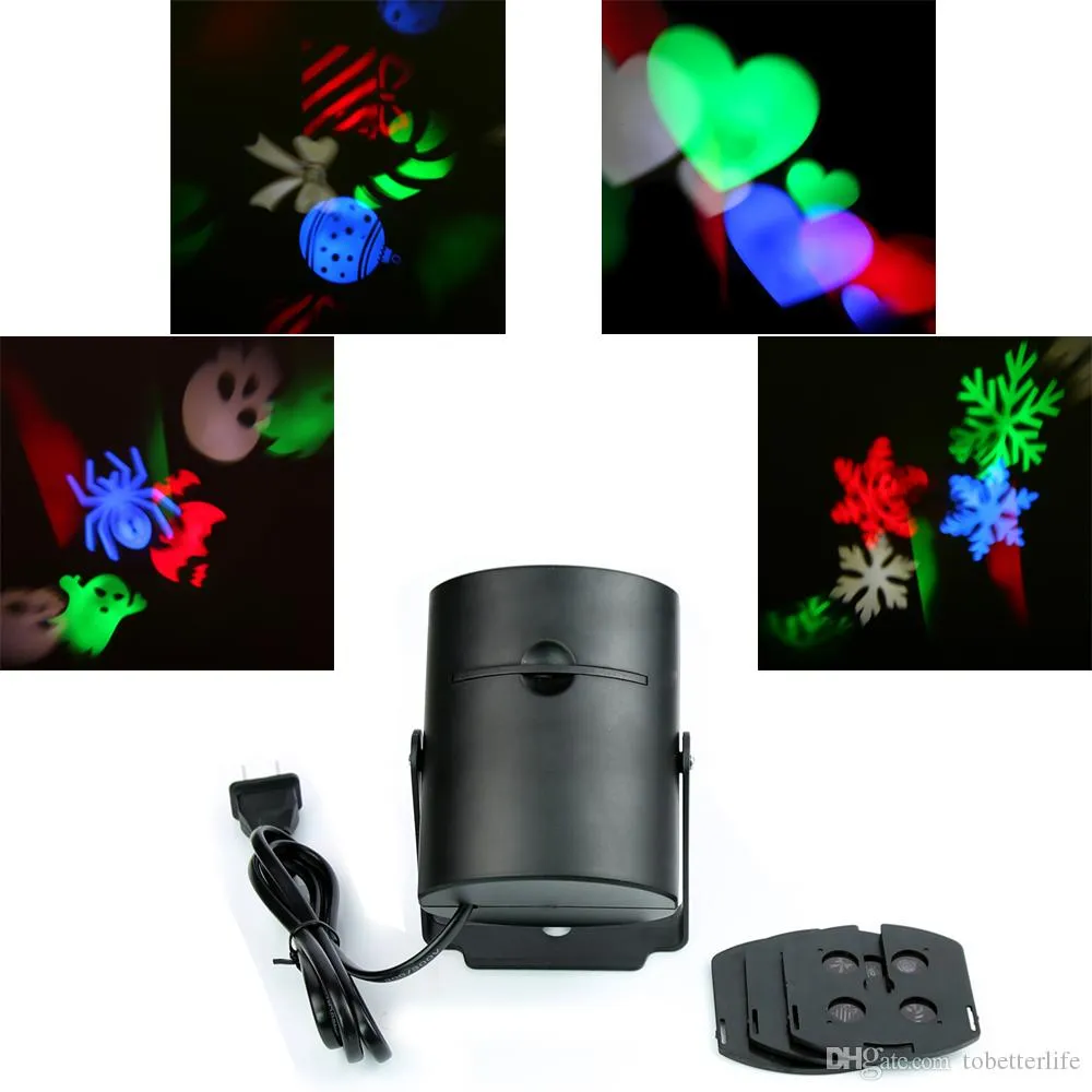 Efeitos de LEDs LED Holida de férias projetadas para laser multicolorido com 4 cartões Padrão de Halloween Decoração de festas de Halloween com 4 Cardes