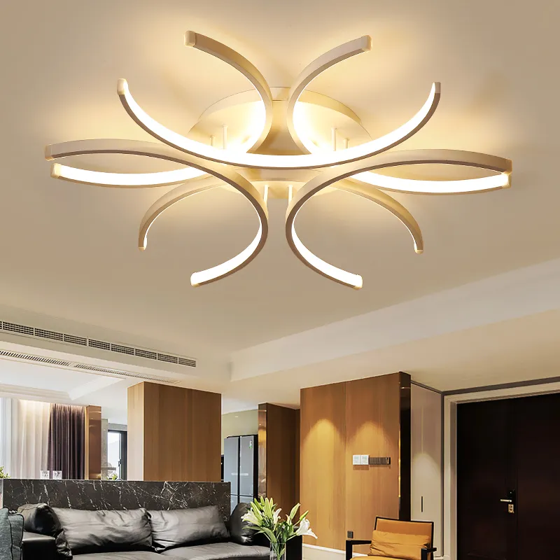 Modern 3C Led Ceiling Lights Aluminum Wave White surface mounted Lustre Avize Lighting 110V-220V for Bedroom Livingroom