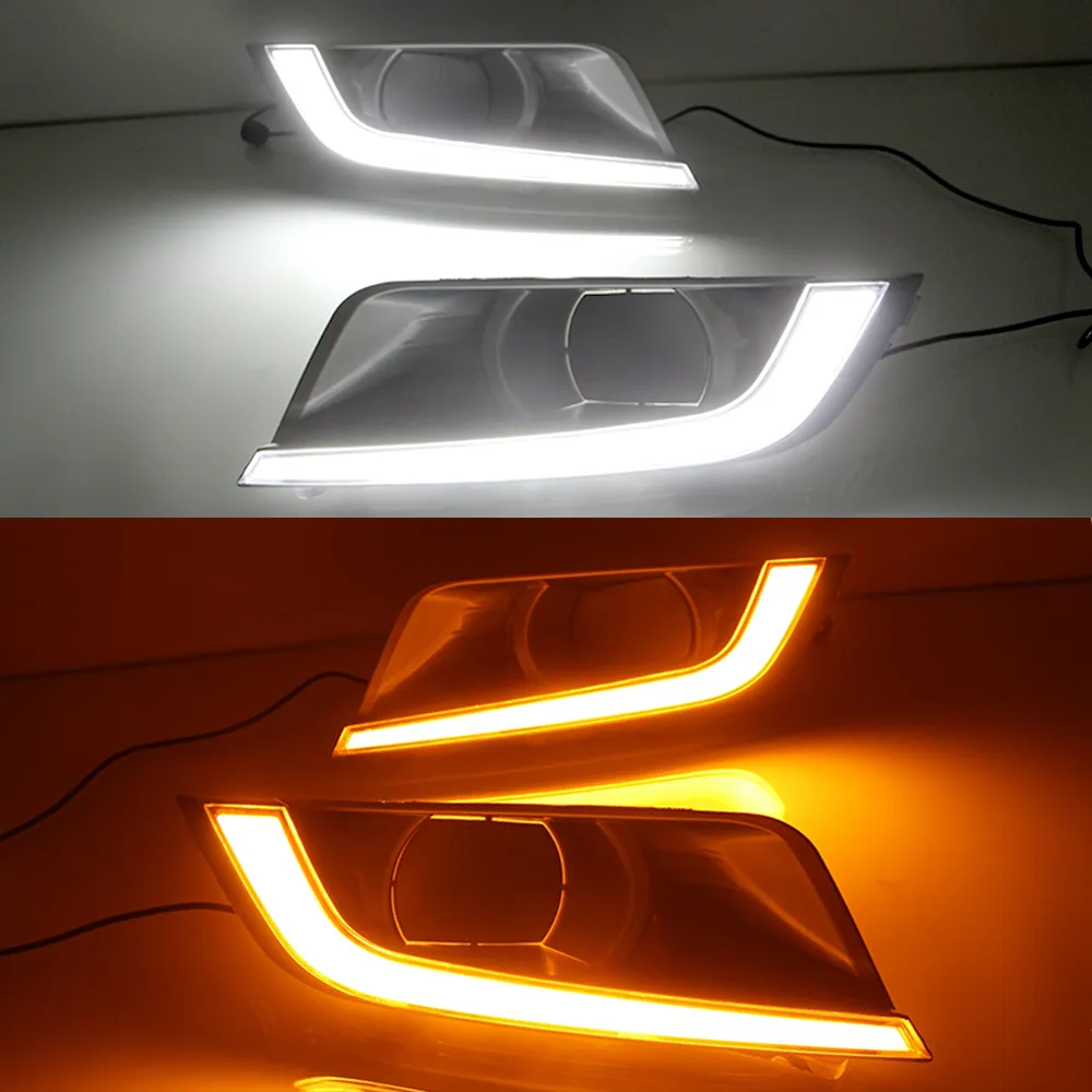 1 Set LED DRL Daytime Running Light Daylight Fog Head yellow turn Lamp For Ford Ranger Wildtrak 2015 2016 2017 2018