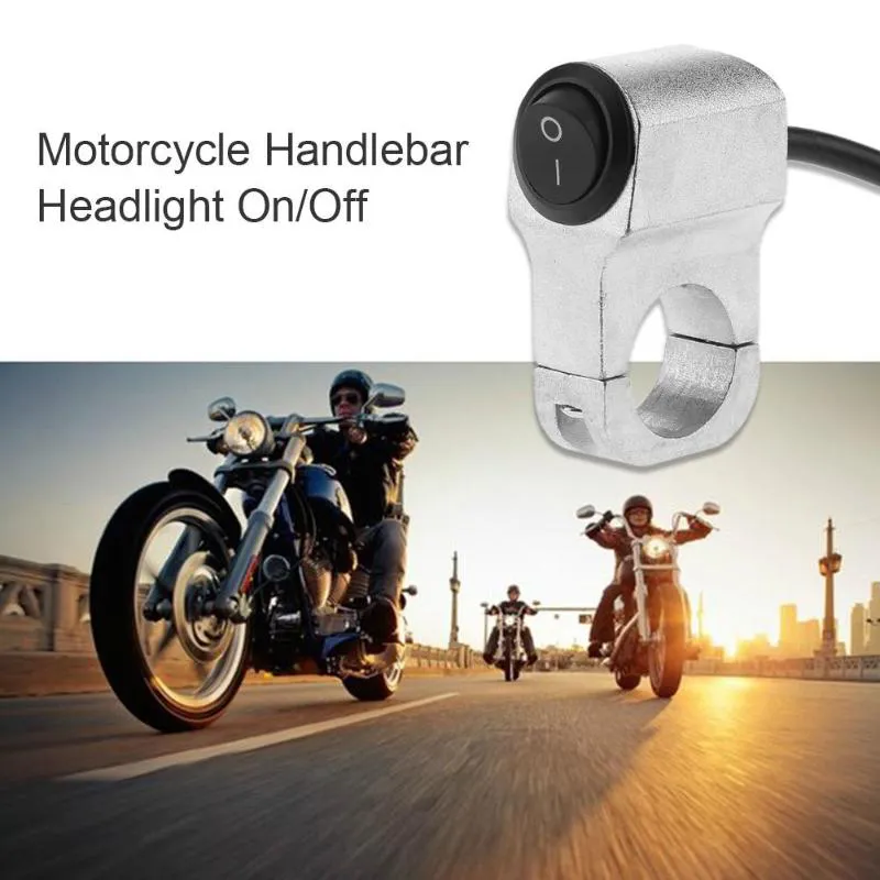 Metal Aluminum 2-Wire 7/8in Motorcycle Handlebar Headlight On/Off Switch LED Light Waterproof Motorcycle Accessory
