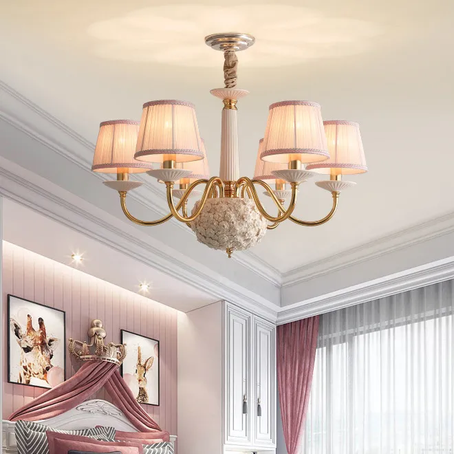 New Design European 6 Light D 68cm X H 40cm Ceramic Chandelier Led