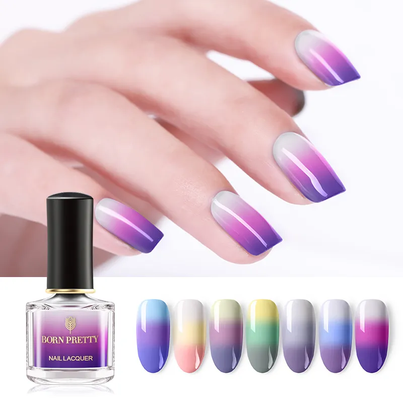 New 6pcs/lot Thermal Nail Polish 6ml 3 Colors Temperature Color Changing Manicure Varnish Nail Art Design DIY