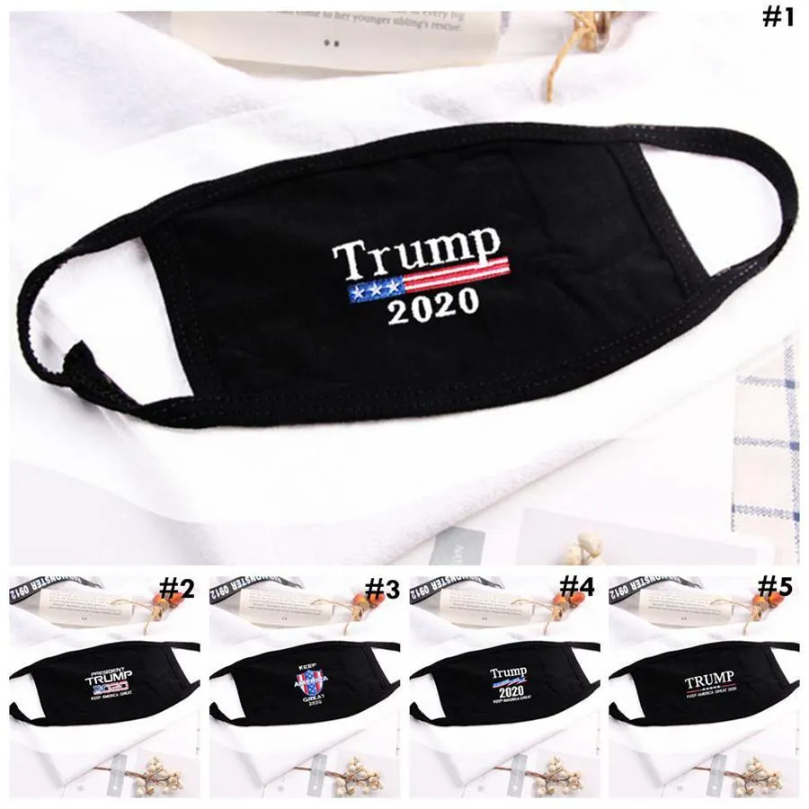 US STOCK Trump Face Mask 5 Styles Cotton Dustproof Mouth Trump 2020 Letter Printed Facial Protective Cover Masks fy9122