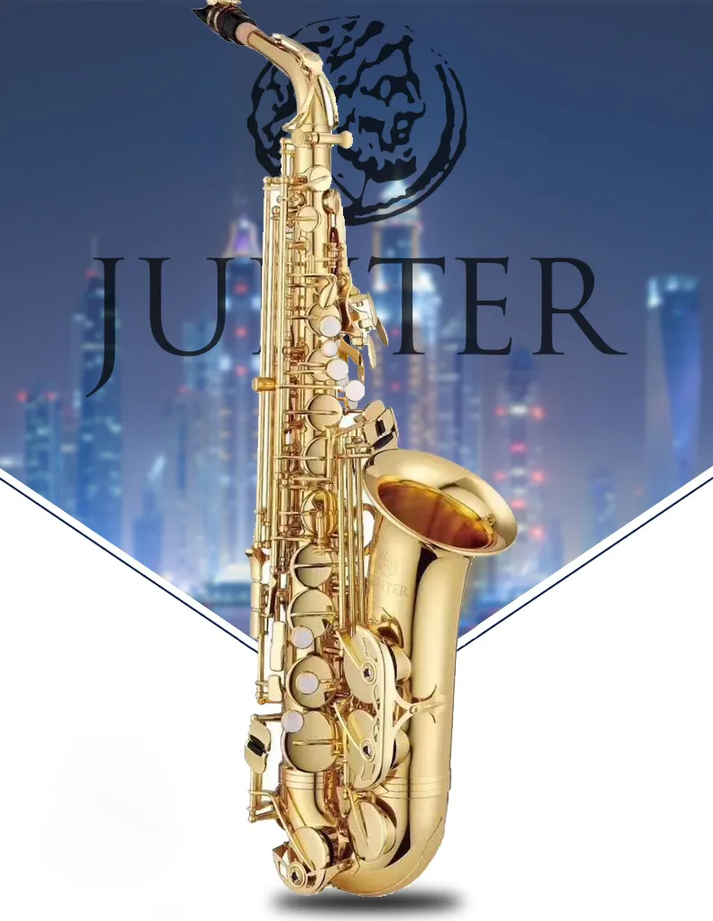 Jupiter JAS 700 Alto Eb Tune Saxofon Brass Gold Lacquer Högkvalitativt musikinstrument E Plat Sax med Case Munstycke Tillbehör