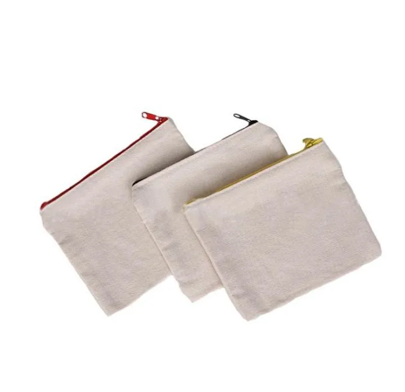 Blank canvas zipper Pencil cases pen pouches cotton cosmetic Bags makeup bags Mobile phone clutch bag organizer dc792