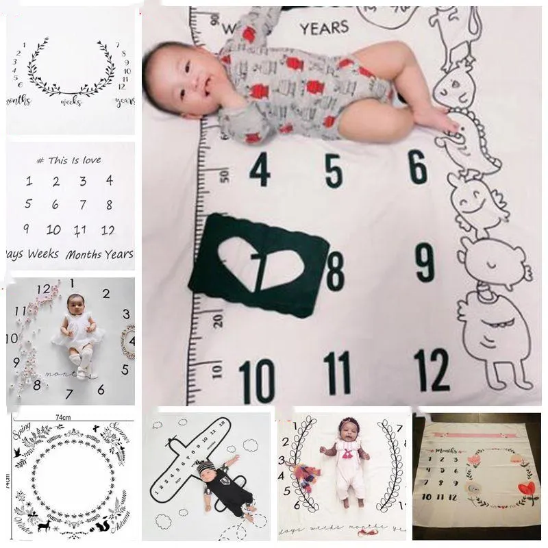 Photography Backdrops Prop Baby Photo Blankets Toddle Milestone Blankets Letter Flower Print Blanket Newborn Wrap Swaddling 30Style AZYQ6834