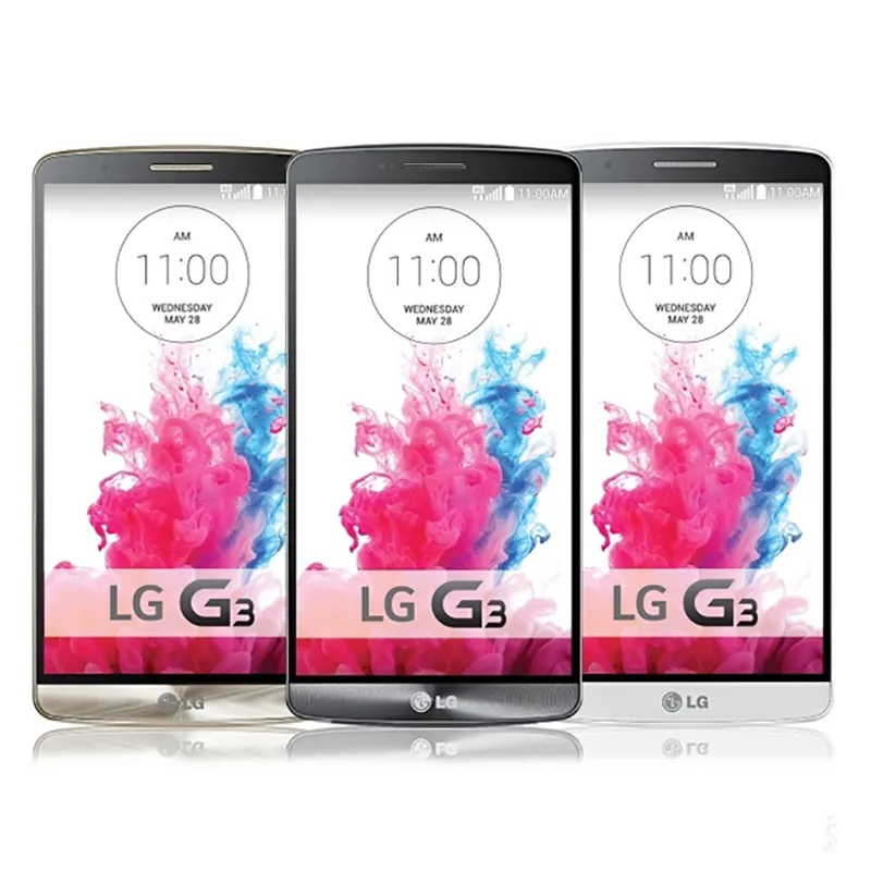 Original LG G3 5.5Inch Quad Core 2GB / 16GB D855 D851 D850 Olåst Smart Phone 3MP GPS WCDMA Andriod Telefon Renoverad Förseglad låda