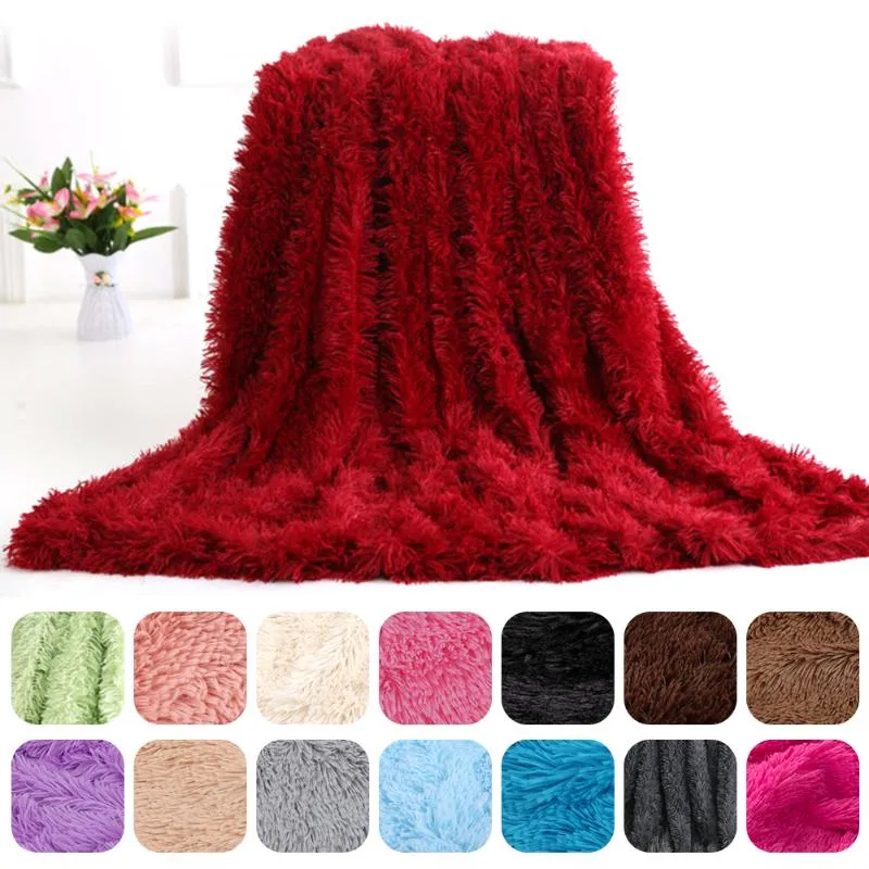 Couverture en fausse fourrure pelucheuse, 130x160cm, 160x200cm, tapis pour lit, canapé, salon, couverture douce