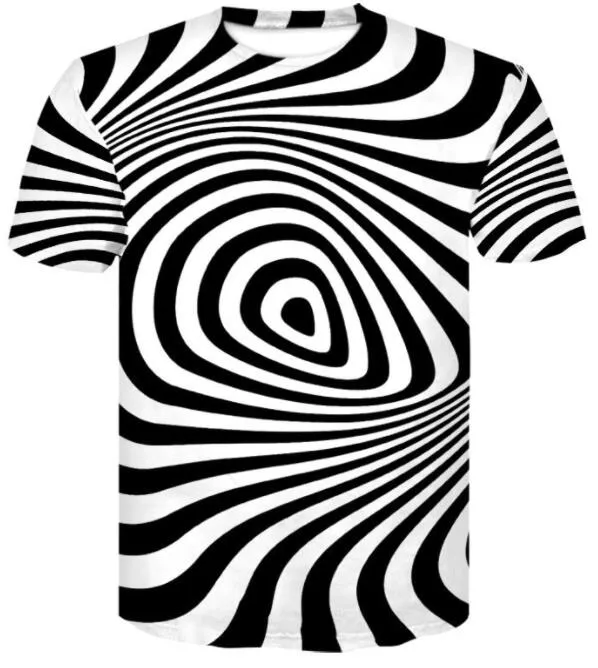 TOP Billiga Design Casual Loose Printed T-shirt Herrkläder Sommar Ny Vertigo Abstrakt Stereogram Skriv ut Kortärmad T-shirt T-shirt