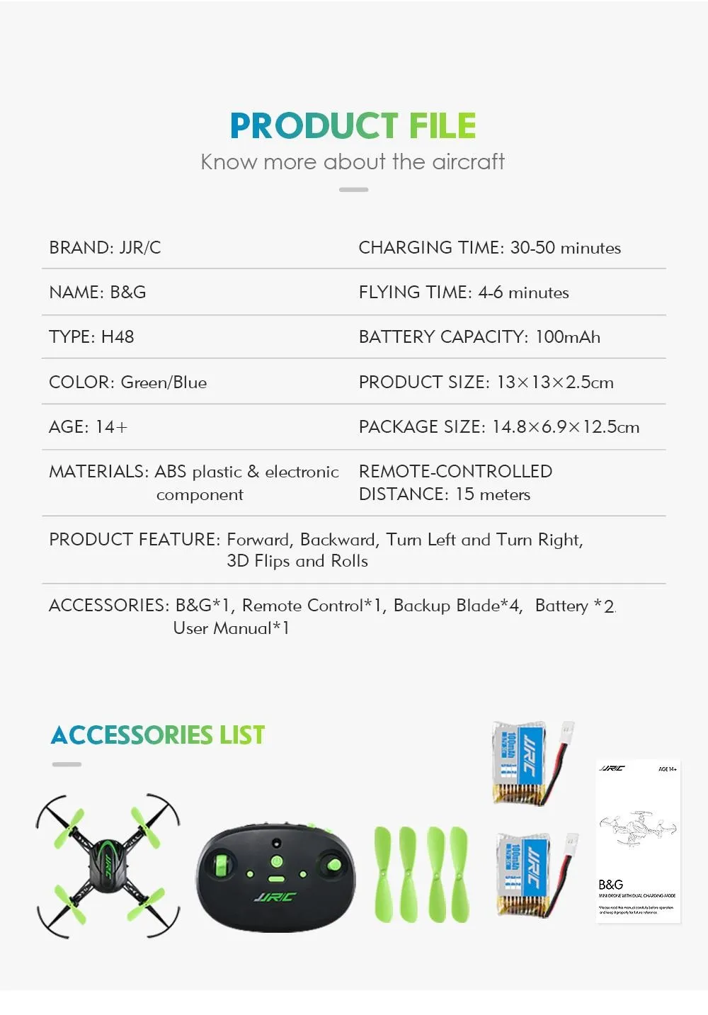 JJRC H48 MINI 2.4G 4CH 6 Axis 3D Flips RC Drone Quadcopter RTF