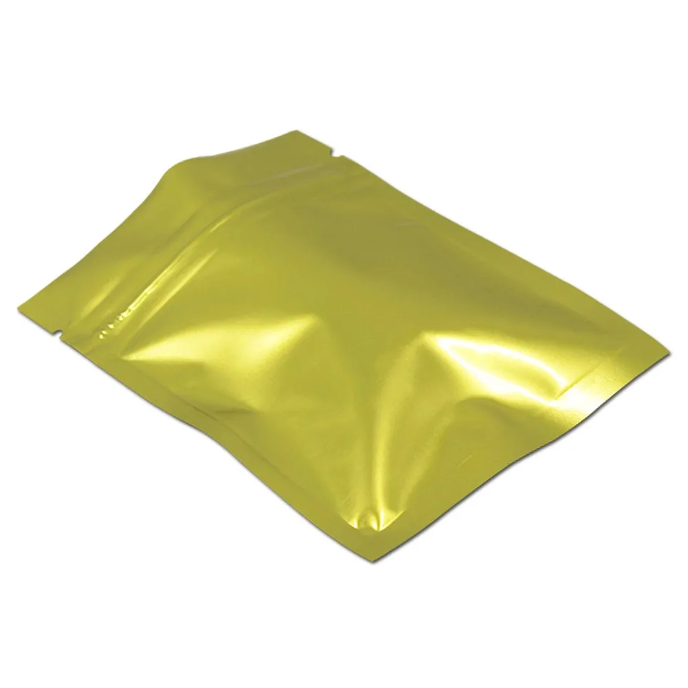 7.5 * 10cm 200pcs 옐로우 마일라 지퍼 잠금 탑 포장 가방 실버 호일 지퍼 씰링 식품 패키지 가방 식료품 샘플 팩 파우치 포켓 파우치