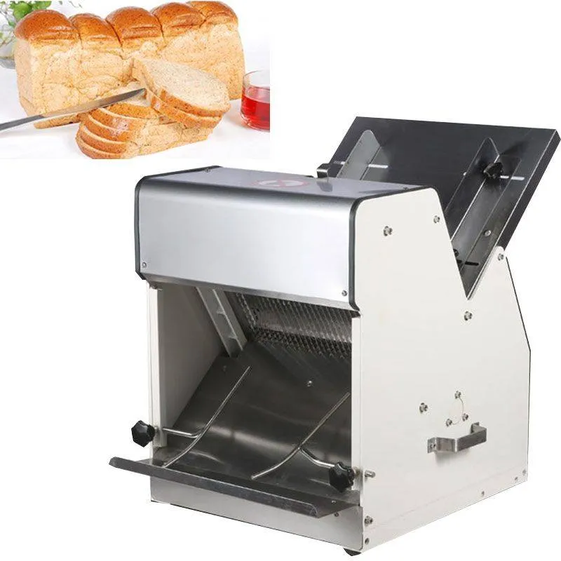 Nieuwste aanbieding automatische elektrische 31 plakjes vierkant brood snijmachine roestvrij staal gestoomd broodje snijmachine commerciële toast snijmachine /