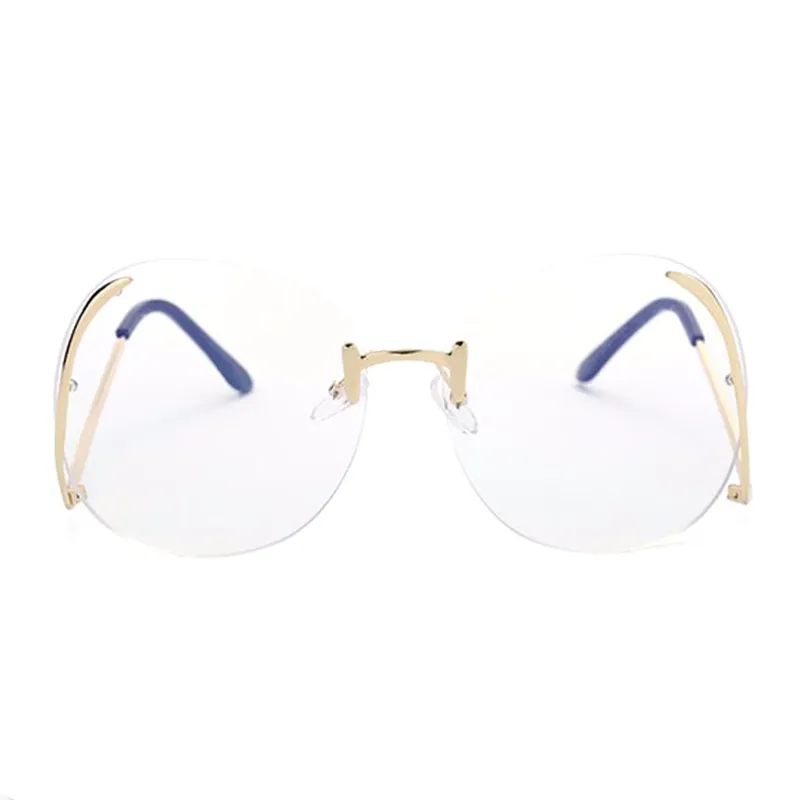 Großhandel - Große randlose Farbverlaufs-Klassiker-Sonnenbrille für Frauen, Luxus-Metallrahmen, Vintage-Stil, einzigartige übergroße Sonnenbrille, UV400-Oculos