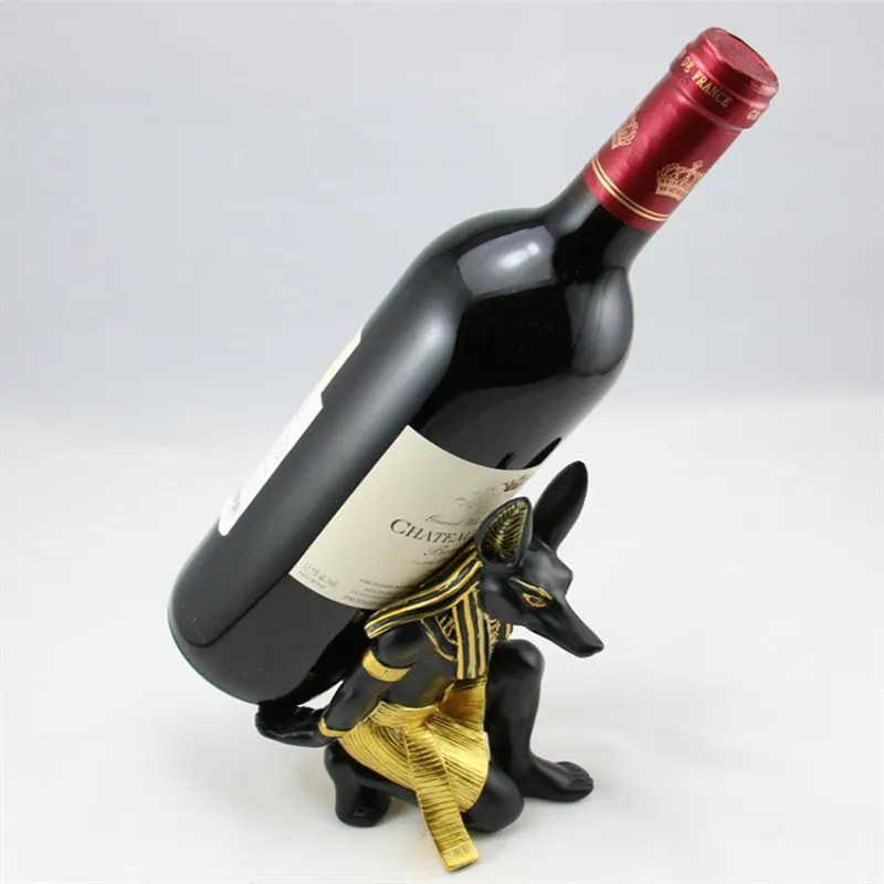 Résine Anubis Dieu Casier À Vin Meilleur Porte-Bouteille De Vin Animal Égyptien Chien Dieu Vin Stand Accessoires Home Bar Décoration Préférence