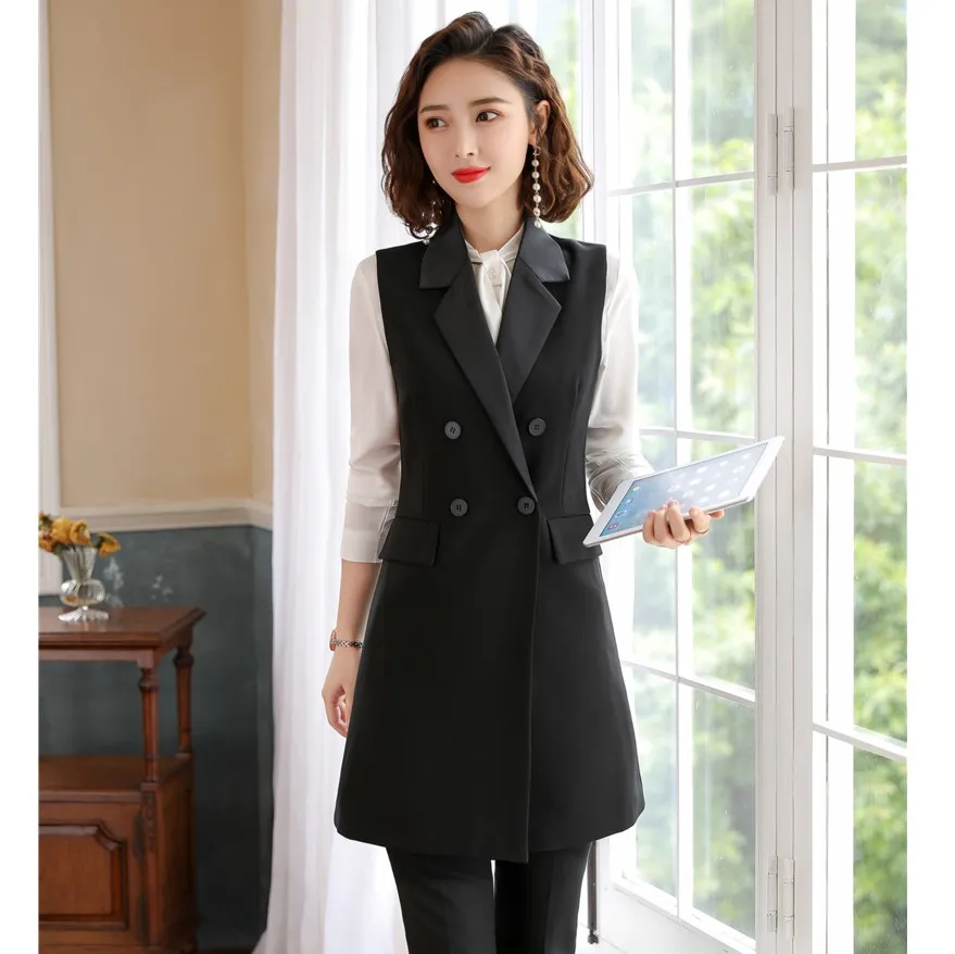 Coat Oficina Moda Para Mujer Negro Chaleco Mujeres Chaleco Largo De Vestir  Exteriores Femenina Del Asunto De Ropa Estilos OL De 47,18 € | DHgate