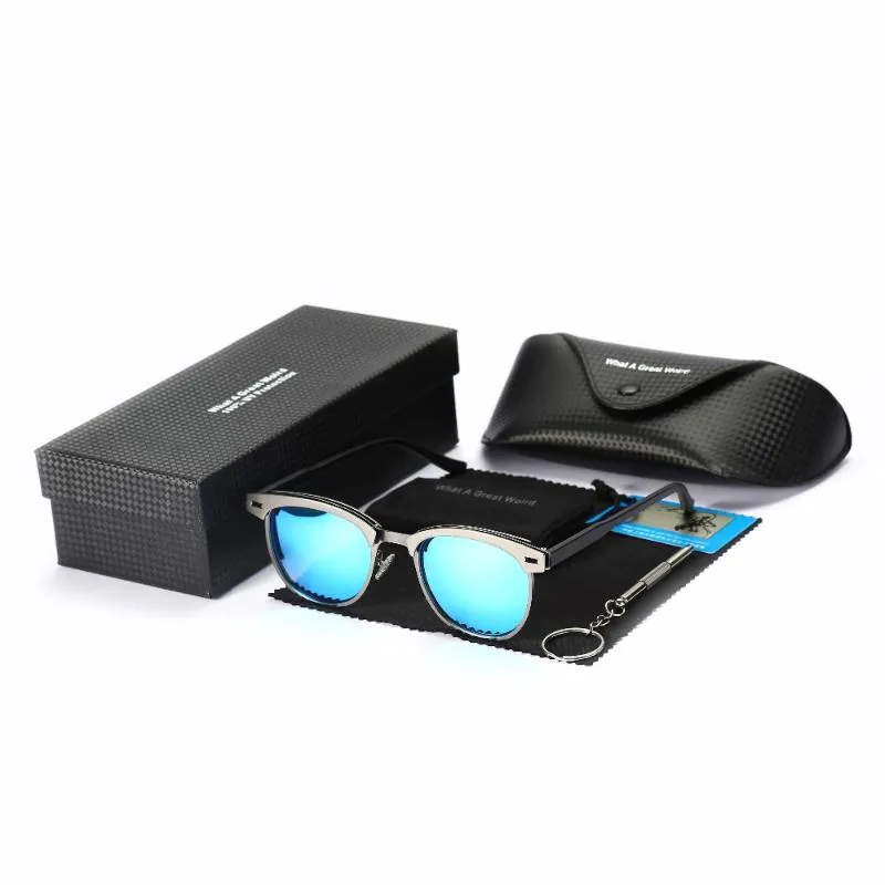 Classic Men Sunglasses For Man Anti-Reflective Mens Light Weight Smart Frame Sun Glasses With Box Birthday Gift