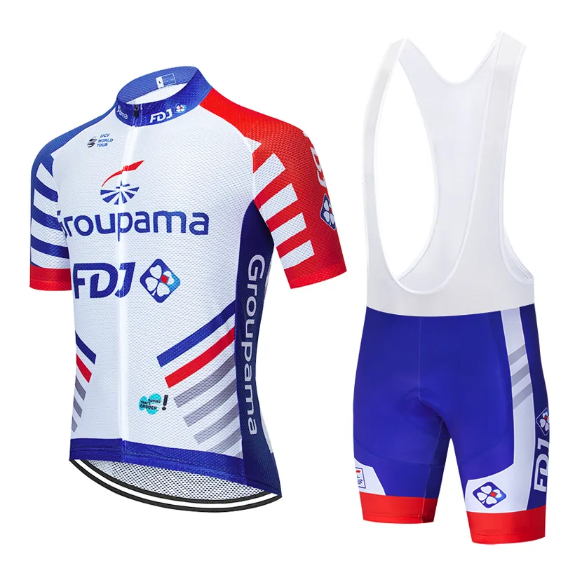 Fabriksdirektförsäljning 2020 Ny blå FDJ Cykeltröja 20D Bike Shorts Set Ropa Ciclismo Mens Summer Quick Dry Bicing Maillot Bottom Clothing