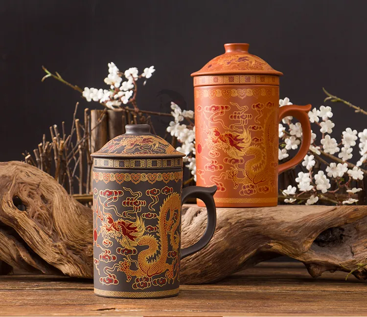いいスタイル Retro Traditional Tea Clay Purple Phenix Dragon Chinese フェイスパウダー