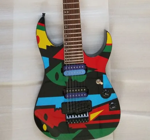 Super Rare 7 Strings JPM 100 P1 John Petrucci Signature Guitar Electric Guitar Floyd Rose Tremolo, Nakrętka blokująca, Czarny Sprzęt, Niebieskie Pickups