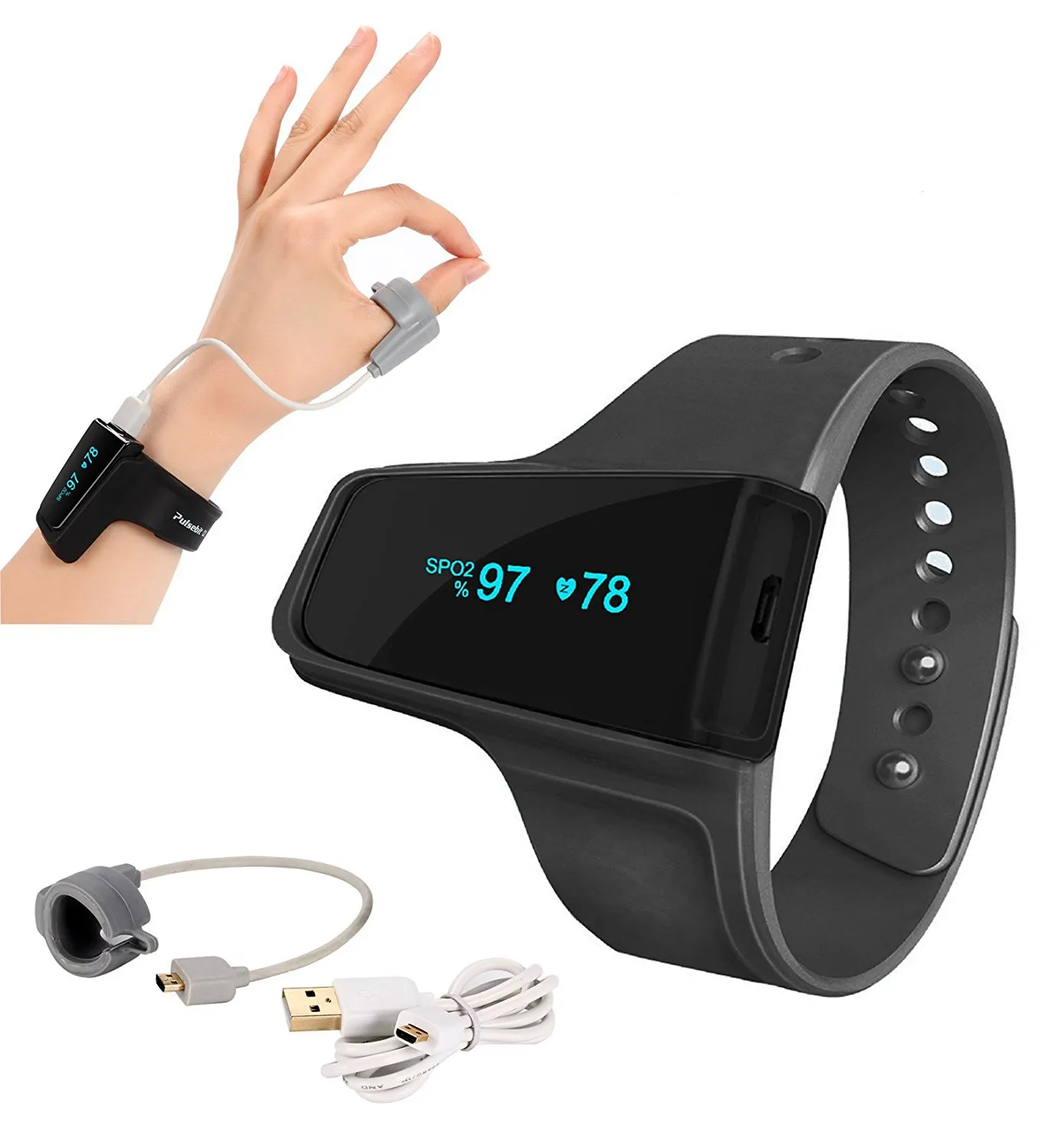 MOYEAH fréquence cardiaque SpO2 oxymètre de pouls aide à l'apnée du sommeil sans fil Bluetooth Anti ronflement montres