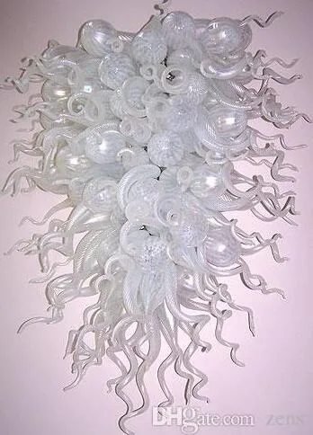 Nowoczesne LED Żyrandol Wisiorek Lampy 100% Ręcznie Dmuchane Szkło Duże białe żyrandole Nowoczesne kryształowe białe żyrandol oświetlenie