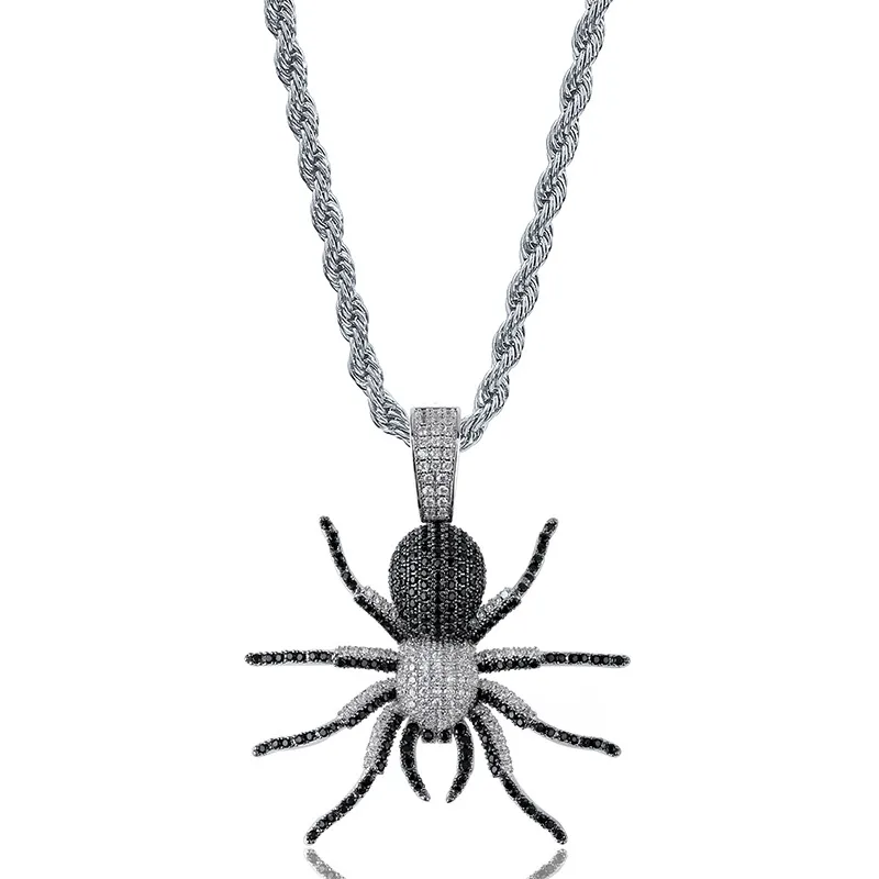 Hip Hop Boutique Spider Pendant Men's Bling 18k قلادة ذهبية حقيقية مجوهرات