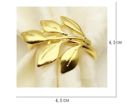 Gosknor 12pz Anelli per Tovaglioli Oro di Grano, Portatovaglioli in Metallica a Forma di Dorati Foglia Eleganti Decorazioni la Tavola per Matrimoni