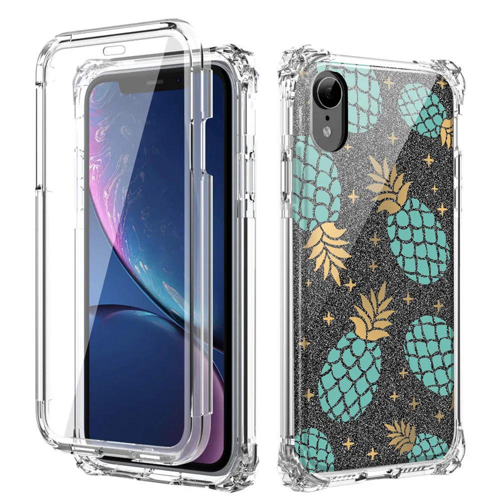 For Iphone Xr Case Luxury Clear Glitter Heavy Duty Shockproof Protective Case Cover without Screen Protection for iPhone Xr Xs Max