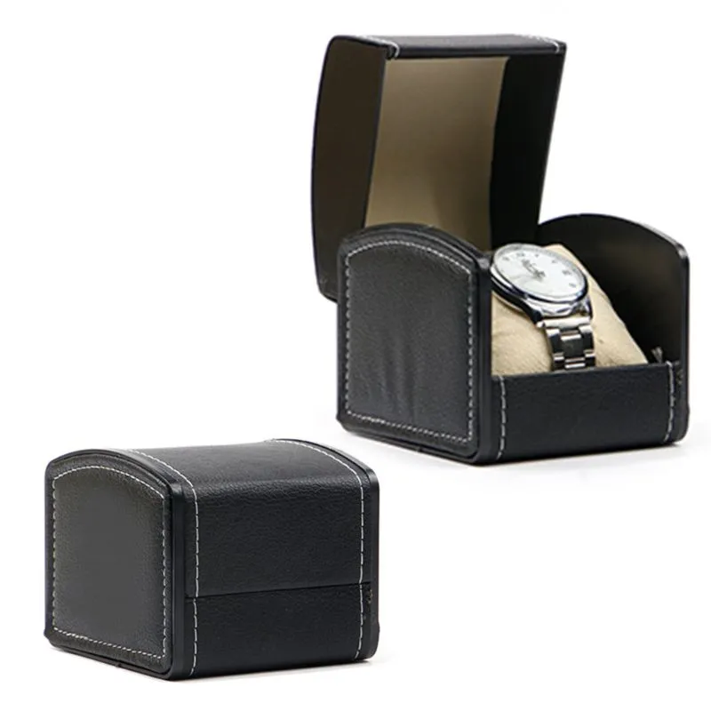 Watch Box Luxury Faux Leather Flip Proste Bransoletka Zegarek Pudełko Z Poszewka Poszewka Pakiet Bransoletka Uchwyt Stojak Nowy