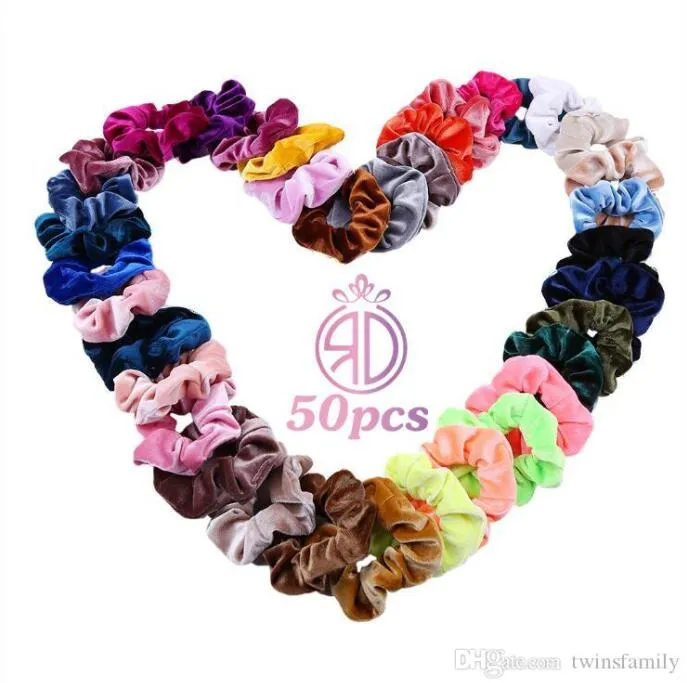 Velvet hoofdband Scrunchies Hair Accessoires Girls Haarband Vrouwen Ponytail Haarhouder Candy Elastische Hair Ties Touwen Hoofdkleding Haaraccessoires DYP7080