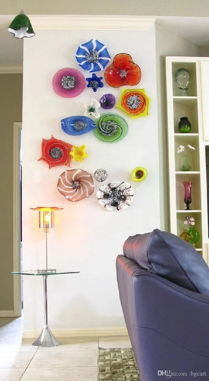 Las lámparas de cristal de Murano del soporte de la pared soplaron la boda hecha a mano de la placa de cristal decorativa ¡Venta caliente! Arte de pared de vidrio soplado a mano a precio de fábrica