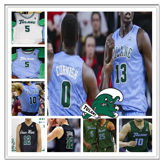 Tulane Green Wave College Basketball Jersey Jalen Cook Jaylen Forbes Kevin Cross Sion James Tylan Pope Collin Holloway R.J. McGee Jadan Coleman Percy Daniels 4XL
